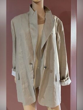 Zara Light Taupe Long Trench Blazer